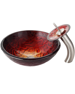 Glass Vessel Sink and Waterfall Faucet