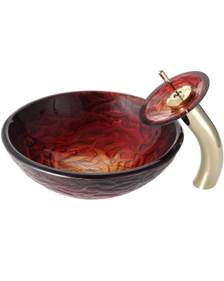 Glass Vessel Sink and Waterfall Faucet