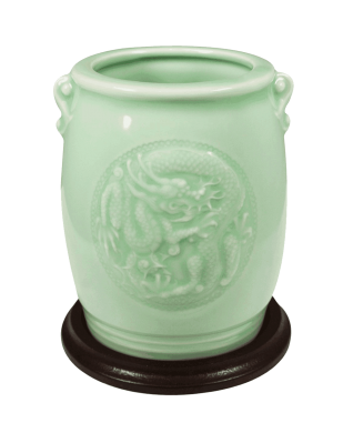 Chinese Dragon and Phoenix Celadon Ceramic Vase